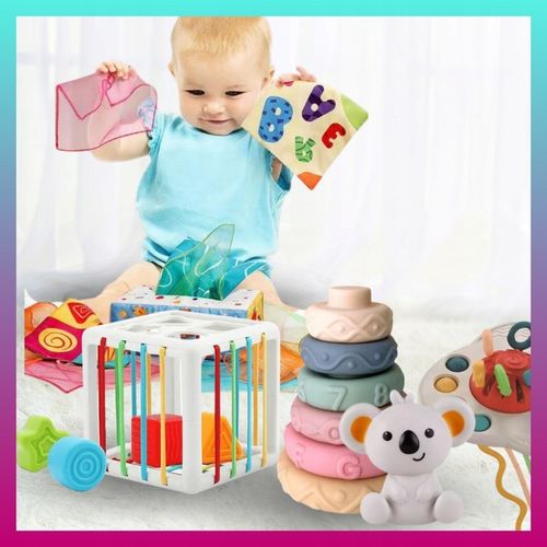 Zestaw Zabawek Sensorycznych Montessori 6w1 dla dziecka 6-12 msc 34 element na Arena.pl
