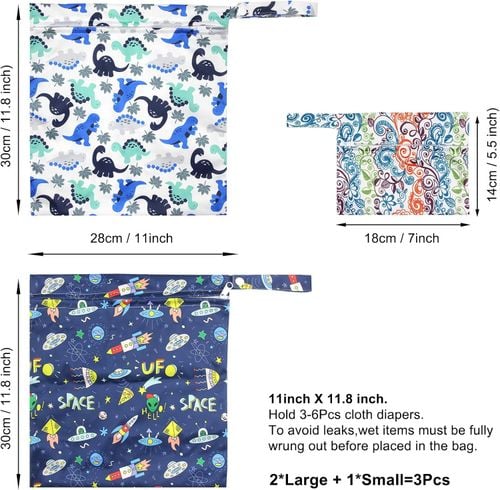 Zestaw 3 Wodoodporne Torby na Pieluchy Kosmos Dinozaury 28x30 i 14x18 cm na Arena.pl