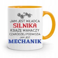 Kubek Żółty Dla Mechanika Jam Jest Władca Silnika Z Nadrukiem Ze Zdjęciem