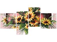 45CM 120CM ZEGAR 4 ELEM SŁONECZNIKI KORALU ŚCIENNY