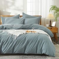 Poszwa bawełniana 240x260 cm z zamkiem + 2 poszewki 65x65 cm niebieskie