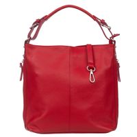 VERA PELLE torebka skórzana elegancka worek z paskiem V566 czerwona