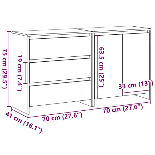 Bufet 2 pcs Czarny 70 x 41 x 75 cm Materiał drewnopochodny na Arena.pl