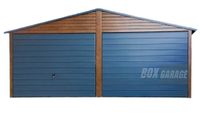 GARAŻ BLASZANY 6m x 5,5m poziom - dwuspad - 2x Brama + okno - drewnopodobny + antracyt BOX38 6X5,5