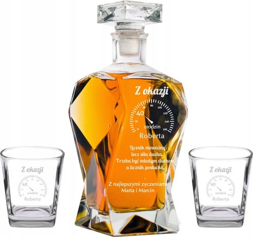 Zestaw do Whisky Karafka dwie szklanki z GRAWEREM na Arena.pl