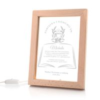 Pamiątka Komunii Świętej prezent KOMUNIA RAMKA LED z GRAWEREM