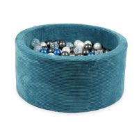 Suchy basen 90x40 Velvet sztruks niebieski z piłeczkami 300 szt.(przezroczyste, metaliczny niebieski, metaliczny grafit, perłowe)