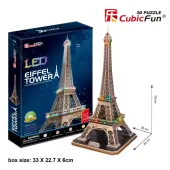 Puzzle 3D. Francja. Wieża Eiffla (podświetlana)
