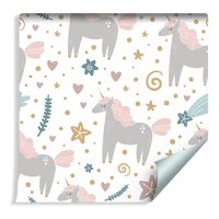 Tapeta Do Pokoju Dziewczynki - Pastelowe Jednorożce