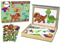 ZESTAW EDUKACYJNY PUZZLI MAGNETYCZNYCH Z MOTYWEM DINOZAURÓW