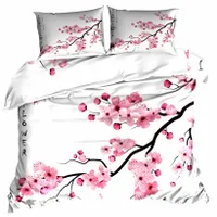 Pościel 3D bawełna satyna 200x220cm KWIATY WIŚNI