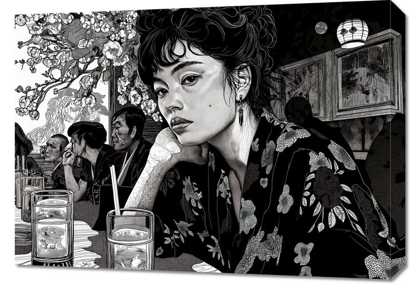 Obraz 70x50cm Czarne Kimono zdjęcie 1