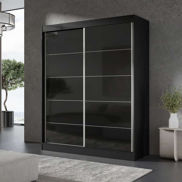 Szafa przesuwna Como 2D 150 Czarna (lacobel) zdjęcie 4
