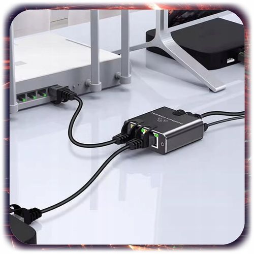 SPLITTER LAN 1x2 SWITCH ROZDZIELACZ ADAPTER 2xRJ45 ETHERNET 1000Mbps 1GB na Arena.pl