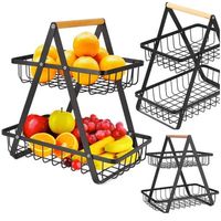 Kosz koszyk patera kuchenna metalowa dwupoziomowa z uchwytem czarna