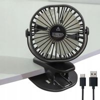 MINI WENTYLATOR NA KLIPS STOŁOWY CICHY USB REGULACJA 360° Z AKUMULATOREM