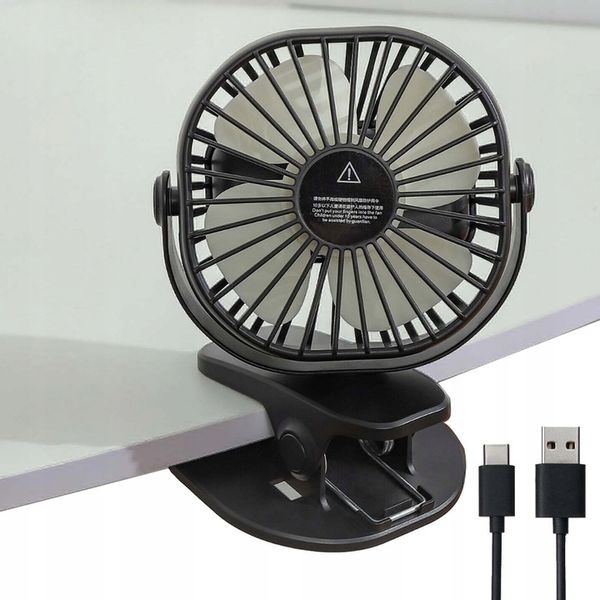 MINI WENTYLATOR NA KLIPS STOŁOWY CICHY USB REGULACJA 360° Z AKUMULATOREM zdjęcie 1