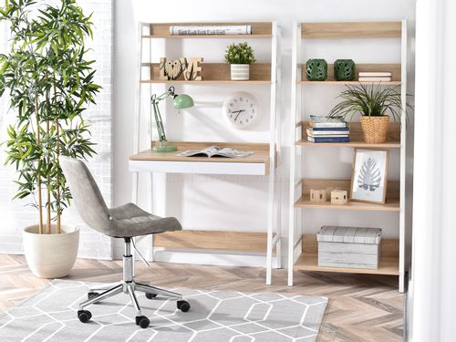 Biurko z regałem szuflady białe dąb sonoma regał do biura na Arena.pl