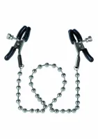 nipple play silver beaded - regulowane klamry z koralikami, srebrne