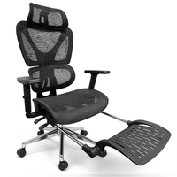 Fotel biurowy ergonomiczny czarny krzesło podnóżek zagłówek premium