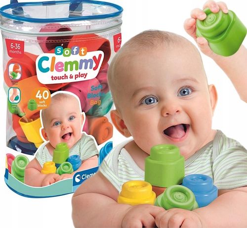 WORECZEK Z 40 KLOCKAMI SOFT MIĘKKIE KLOCKI DLA DZIECI CLEMENTONI na Arena.pl
