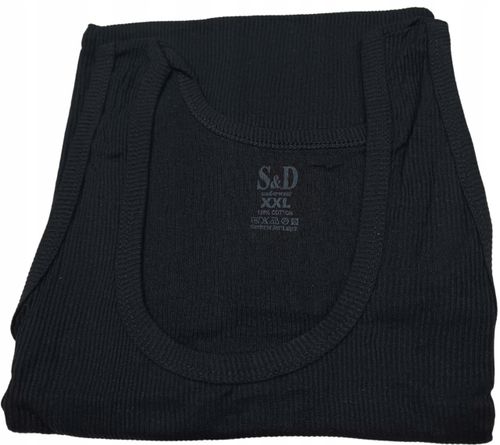 PODKOSZULKA KOSZULKA MĘSKA 100% BAWEŁNA PRĄŻKOWANA CZARNA OKRĄGŁY - 4XL na Arena.pl