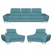 Zestaw mebli wypoczynkowych Bosso Sofa 3os fotele niebieskie Family Meble