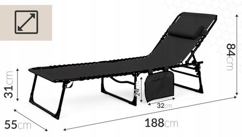 LEŻAK ogrodowy plażowy RIVA SKŁADANY leżanka REGULOWANY łóżko Z ZAGŁÓWKIEM na Arena.pl