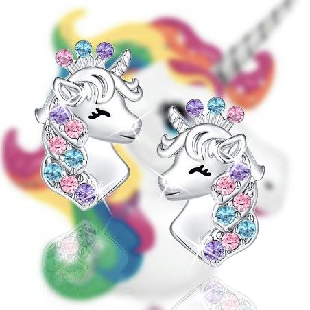 Kolczyki srebrne jednorożce dla dziewczynki dzieci sztyfty wkrętki srebro na Arena.pl