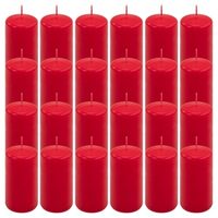 Zestaw świec filarowych, 10 cm, Ø 5 cm, czerwone, 24 szt.