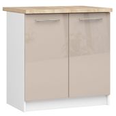 SZAFKA KUCHENNA OLIWIA 80 cm 2D + BLAT BIAŁA / CAPPUCCINO POŁYSK