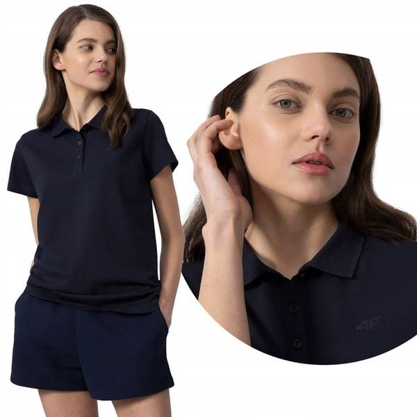 KOSZULKA DAMSKA 4F POLO T-SHIRT POLÓWKA BAWEŁNIANA ODDYCHAJĄCA SS24F132 zdjęcie 1