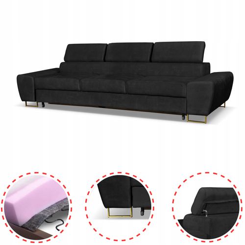 Zestaw mebli wypoczynkowych salon Bosso Sofa 3os fotele czarne Family Meble na Arena.pl