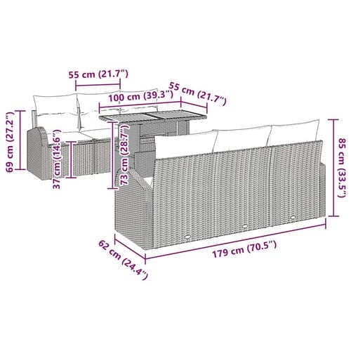 Zestaw Sof na Ogród 7 pcs beżowo-kremowy 100 x 55 x 73 cm na Arena.pl