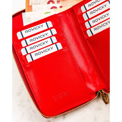 czerwony portfel-piórnik damski ze skóry ekologicznej zamykany na Arena.pl