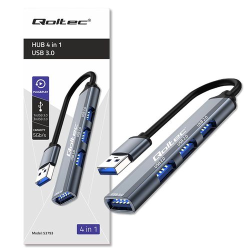 Qoltec Hub Adapter USB 3.0 4w1 | USB 3.0 | 3x USB 2.0 na Arena.pl