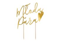 Topper na tort Młoda Para złoty wesele ślub 22,5cm