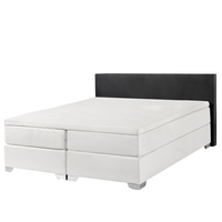 Łóżko kontynentalne ekoskóra 160 x 200 cm biało-czarne PRESIDENT