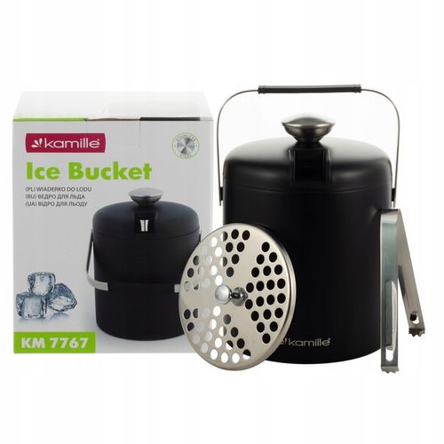 WIADERKO do LODU COOLER pojemnik TERMICZNY do chłodzenia CZARNY + szczypce na Arena.pl