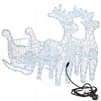 RENIFERY Z SANIAMI ŚWIECĄCY RENIFER BIAŁE ZIMNE ŚWIETLNA DEKORACJA LED