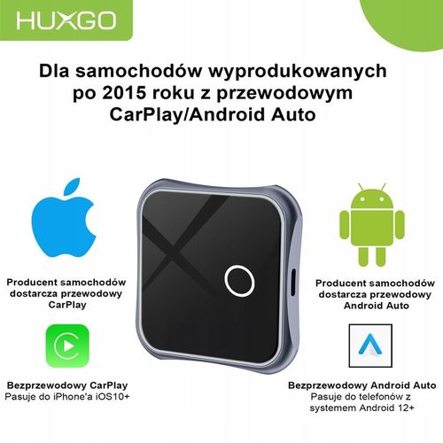 HUXGO bezprzewodowy adapter 2w1 do Apple CarPlay i Android Auto BY963A na Arena.pl