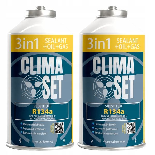 ClimaSet 2x 3w1 R134a gaz do klimatyzacji z olejem i uszczelniaczem 700g zdjęcie 1