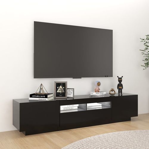 Szafka pod TV z oświetleniem LED, czarna, 180x35x40 cm na Arena.pl