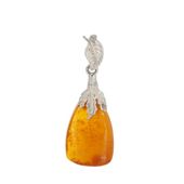 Zawieszka - Bursztyn w srebrze z liściem