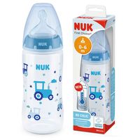 NUK FC+ Butelka do karmienia z czujnikiem ciepła 300ml ze smoczkiem do mleka 0-6m niebieska