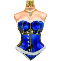 Bombka choinkowa szklana: Gorset damski: niebieski