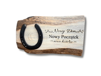 Prezent NA SZCZĘŚCIE podkowa parapetówka rustykalna deska NOWY DOM 35cm