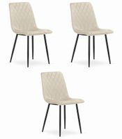 Krzesło tapicerowane beżowe TURIN aksamit 3 szt. do kuchni jadalni