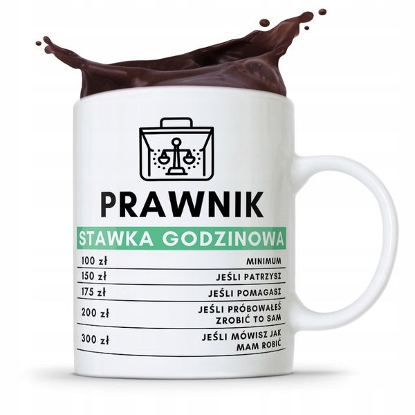 Kubek Prawnika Mecenasa Prawnik Stawka Godzinowa Z Nadrukiem Ze Zdjęciem zdjęcie 1