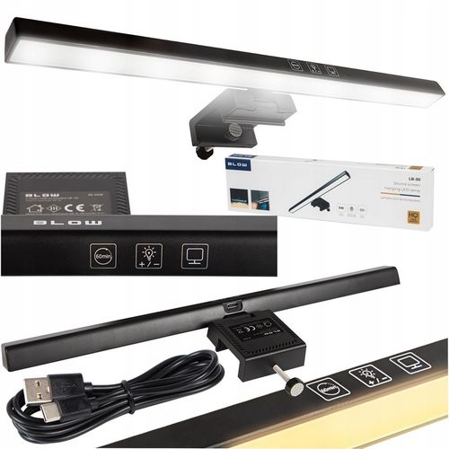 LAMPKA LED NA MONITOR EKRAN KOMPUTER REGULOWANA 3 BARWY KLIPS 48 DIOD USB-C na Arena.pl